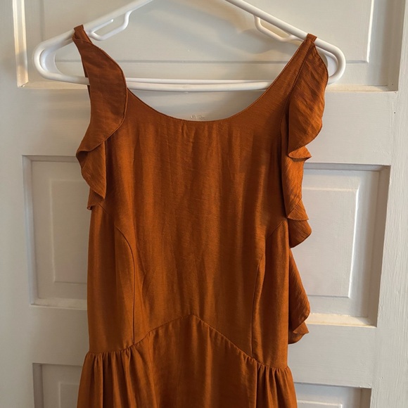 Rust Orange Ruffle Dress - Picture 1 of 4